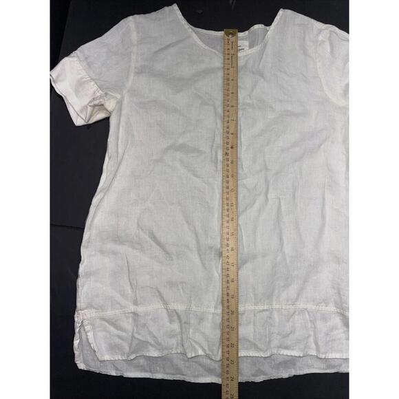 Andrea Jovine Quiet Luxury Minimalist Basic Organic 100% Linen White Blouse Top - Picture 5 of 15